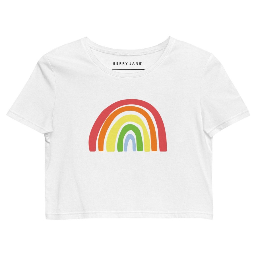 Tops * | Berry Jane Always Chasing Rainbows Organic Cotton Crop Top T-Shirt, Rainbow