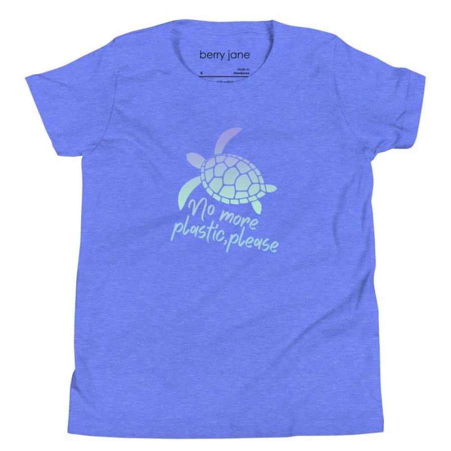 Kids * | Berry Jane Girls 'No Plastic Please' Sea Turtle Short Sleeve T-Shirt, Purple