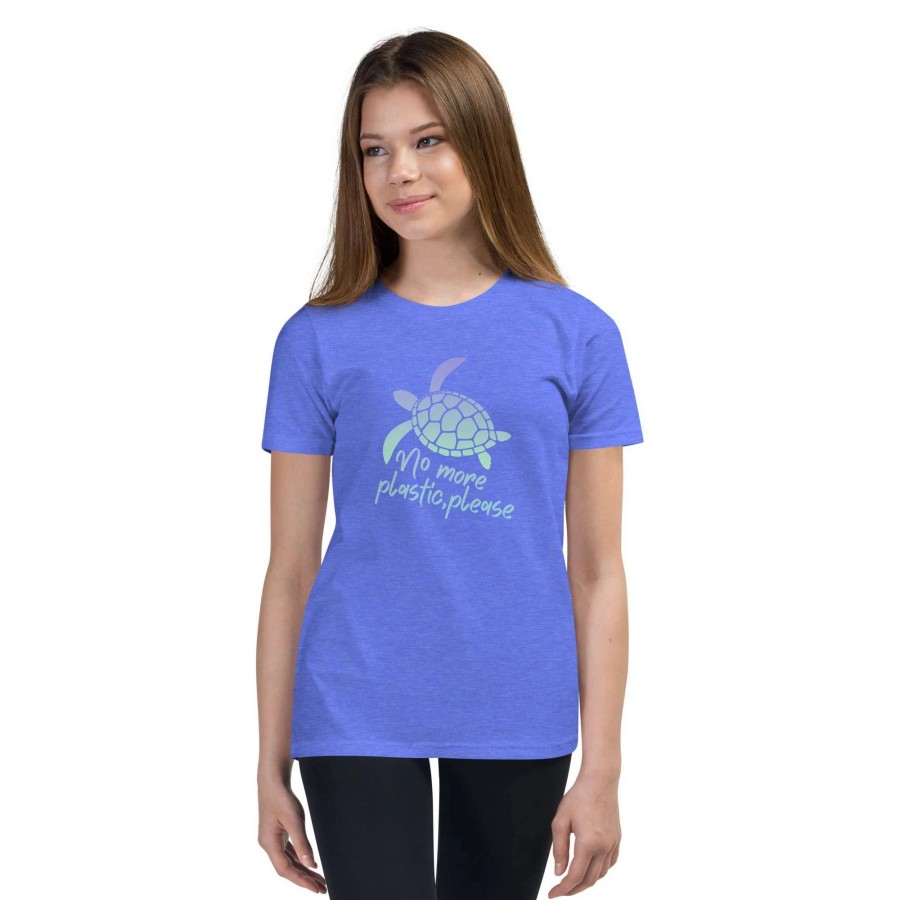 Kids * | Berry Jane Girls 'No Plastic Please' Sea Turtle Short Sleeve T-Shirt, Purple