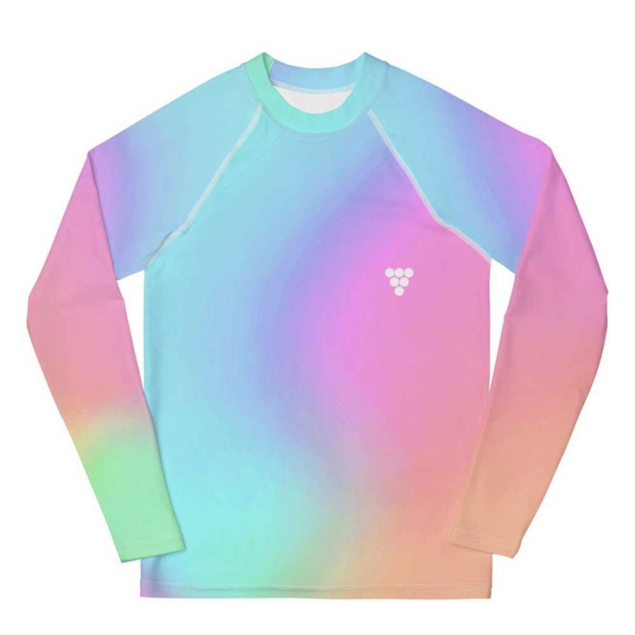 Kids * | Berry Jane Tween Girls (8-20) Upf 50 Rash Guard Pastel Holograph