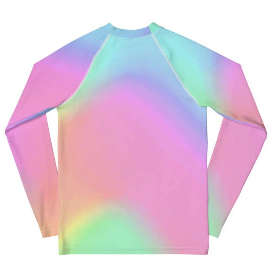 Kids * | Berry Jane Tween Girls (8-20) Upf 50 Rash Guard Pastel Holograph