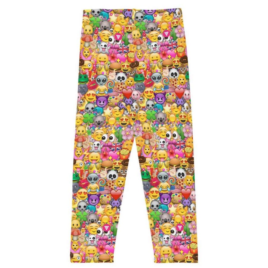 Kids * | Berry Jane Girls Upf 50 Swim Leggings (2T-7) Emoji Print Yellow