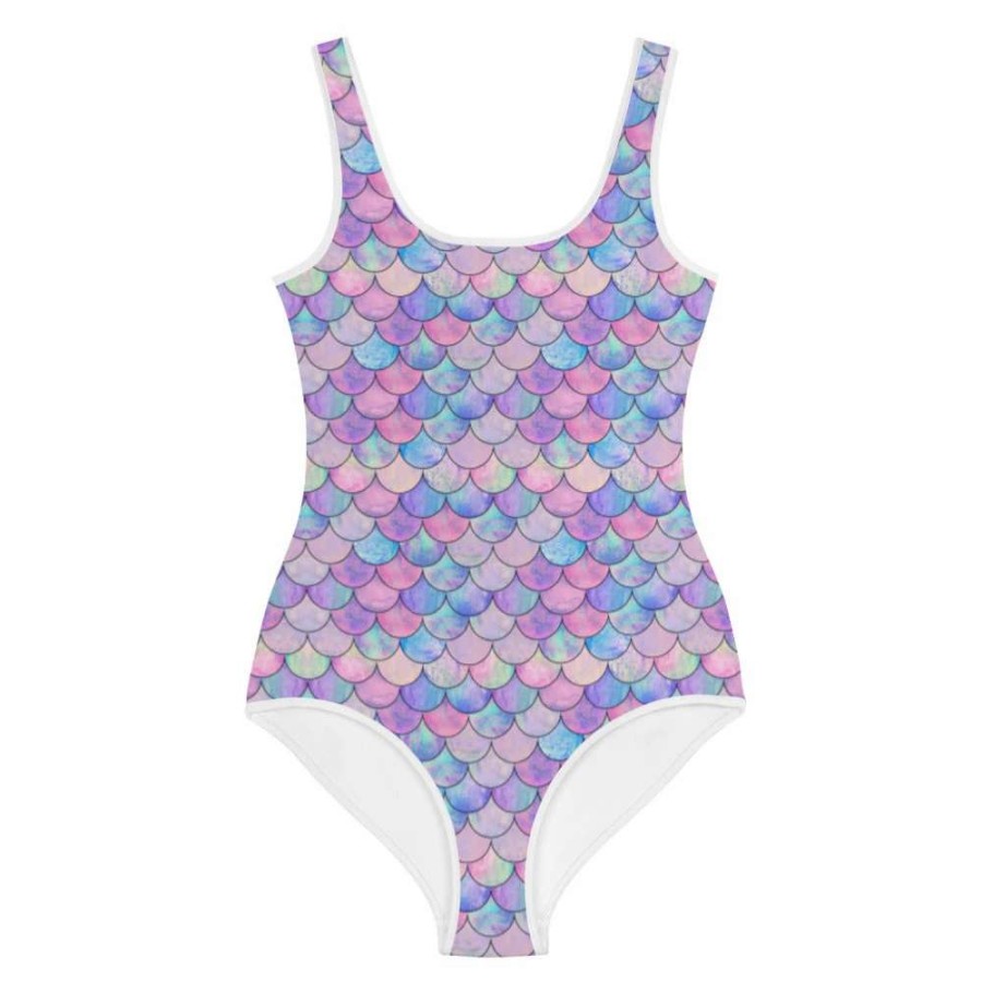 Kids * | Berry Jane Girls Tween (8-20) Pastel Mermaid Scales Swimsuit