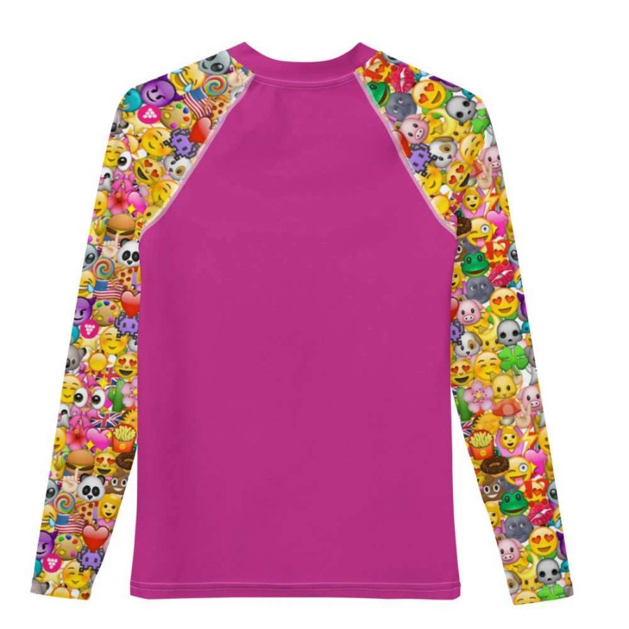 Kids * | Berry Jane Tween Girls (8-20) Upf 50 Long Sleeve Rashguard Emoji Violet