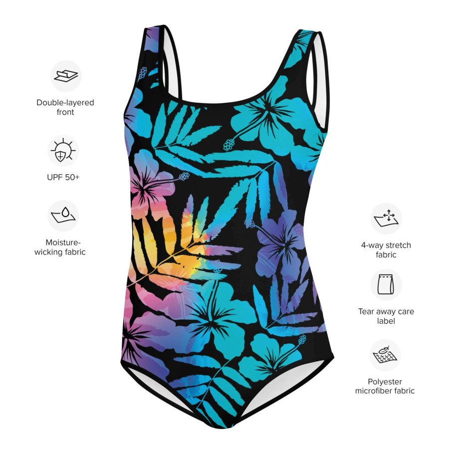 Kids * | Berry Jane Girls Tween (8-20) 1-Pc Swim Suit, Ombre Hawaiian Hibiscus