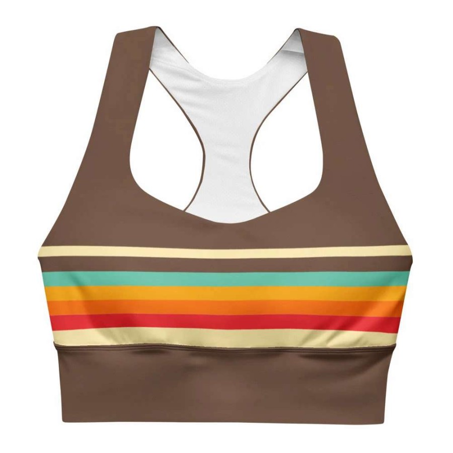 Tops * | Berry Jane 70S Stripe Swim Bra, Compression Sports Bra Xs-3Xl