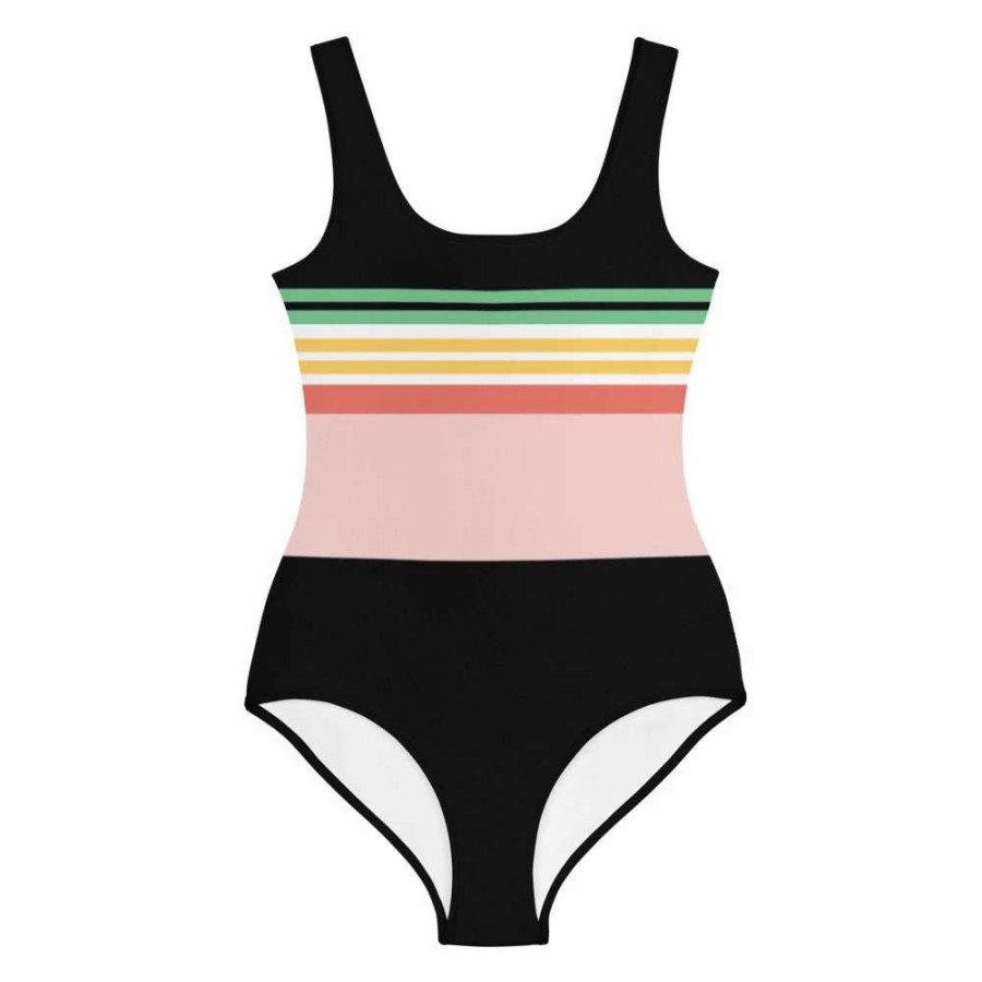 Kids * | Berry Jane Girls Tween Upf 50 1-Pc. Swimsuit Vintage Hawaii Stripe