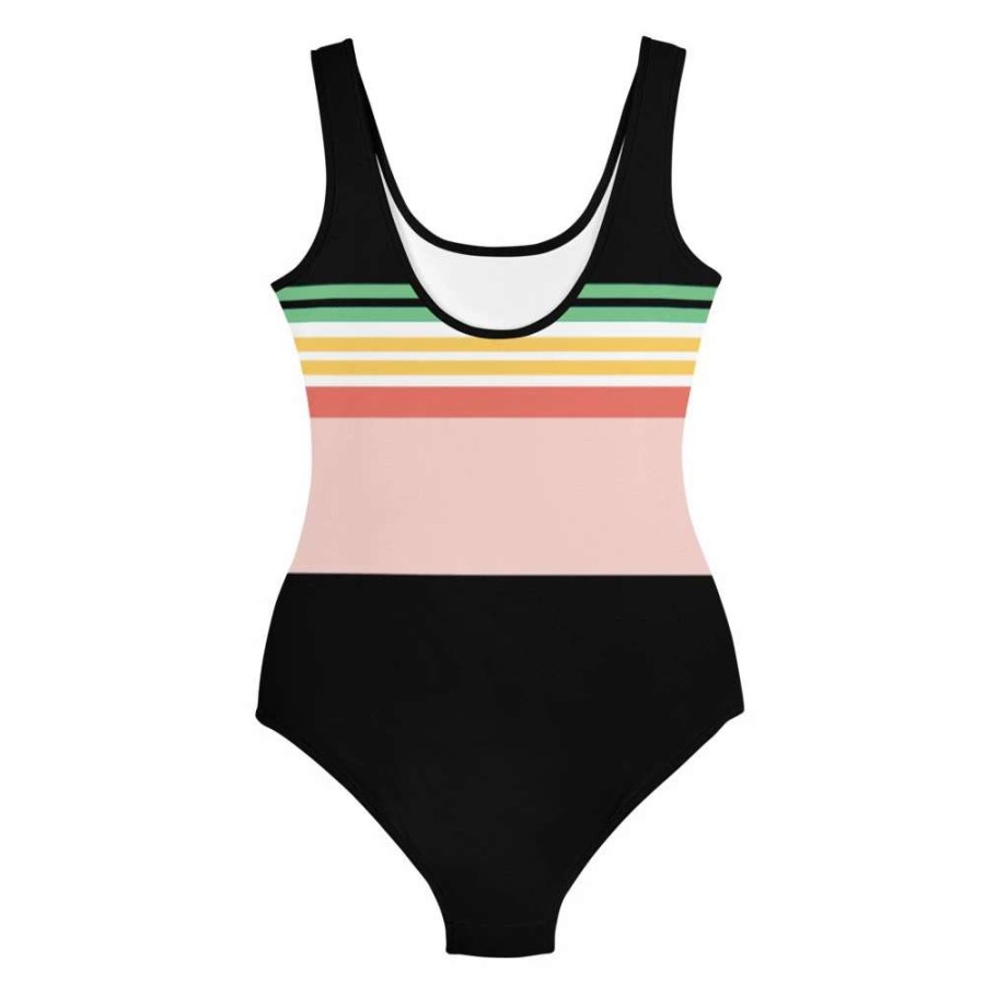 Kids * | Berry Jane Girls Tween Upf 50 1-Pc. Swimsuit Vintage Hawaii Stripe