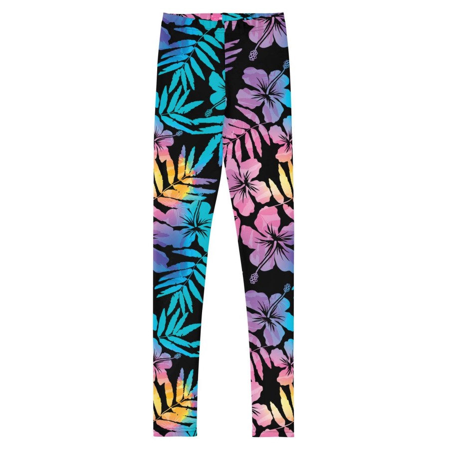 Kids * | Berry Jane Tween Girls (8-20) Upf 50+ Swim Leggings, Ombre Hawaiian Hibiscus