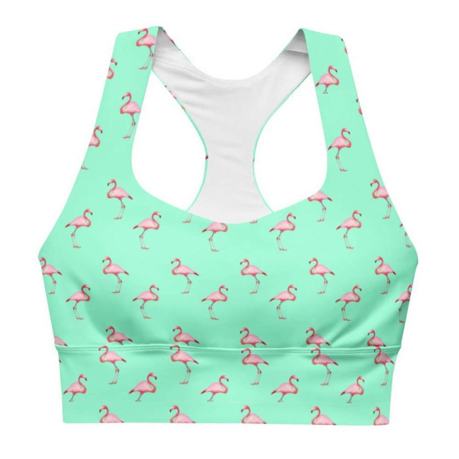 Tops * | Berry Jane Flamingo Print Upf 50+ Swim Sports Bra Xs-3Xl