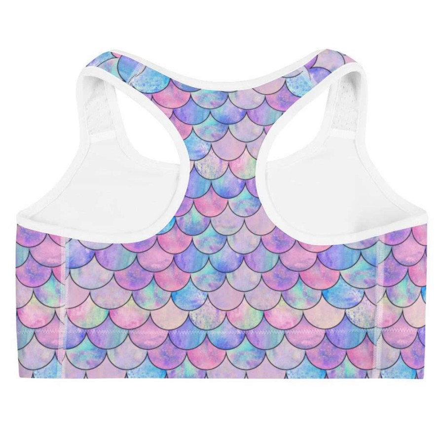 Tops * | Berry Jane Juniors Upf 50 Mermaid Scales Swim Bra Sports Bra