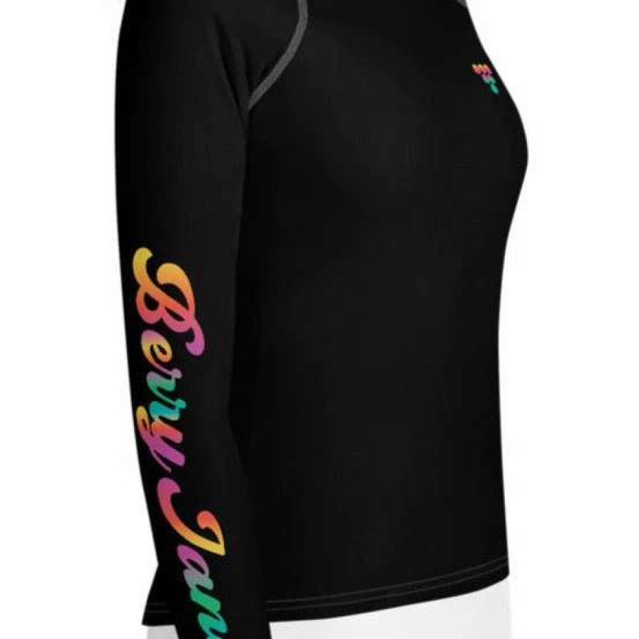 Kids * | Berry Jane Tween Girls (8-20) Upf 50 Long Sleeve Rash Guard Rainbow Logo