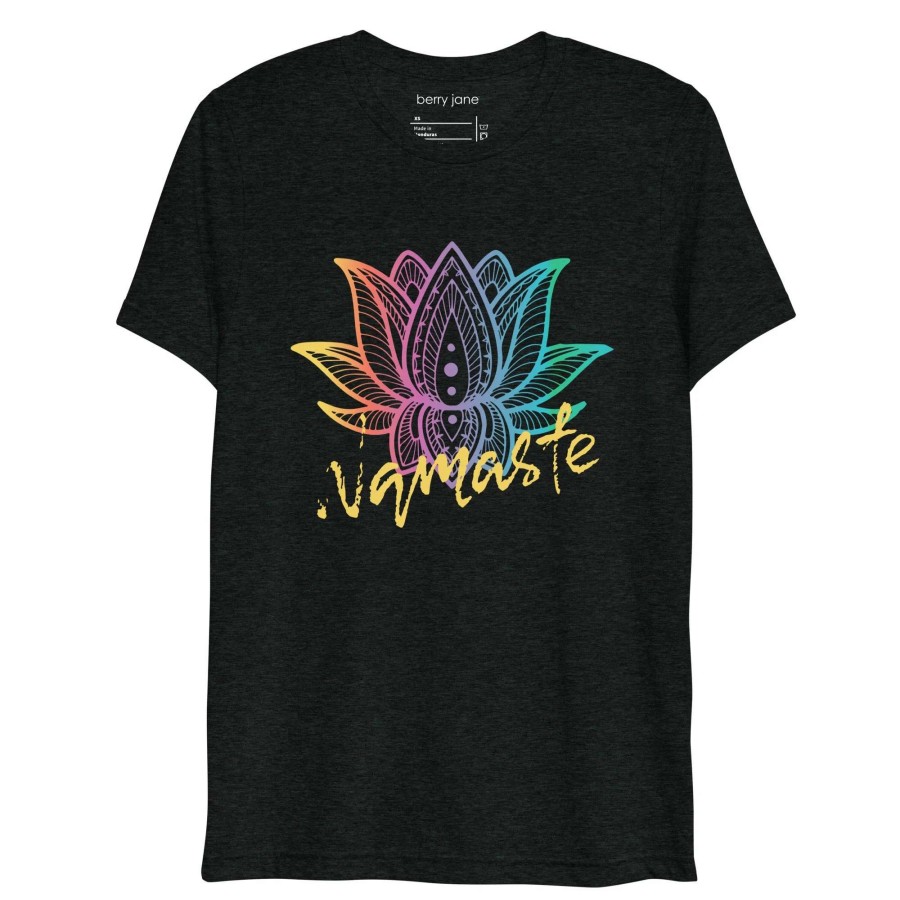 Tops * | Berry Jane Namaste Rainbow Lotus Flower Women'S Short Sleeve Yoga T-Shirt