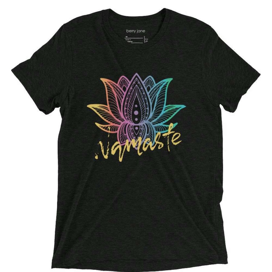 Tops * | Berry Jane Namaste Rainbow Lotus Flower Women'S Short Sleeve Yoga T-Shirt