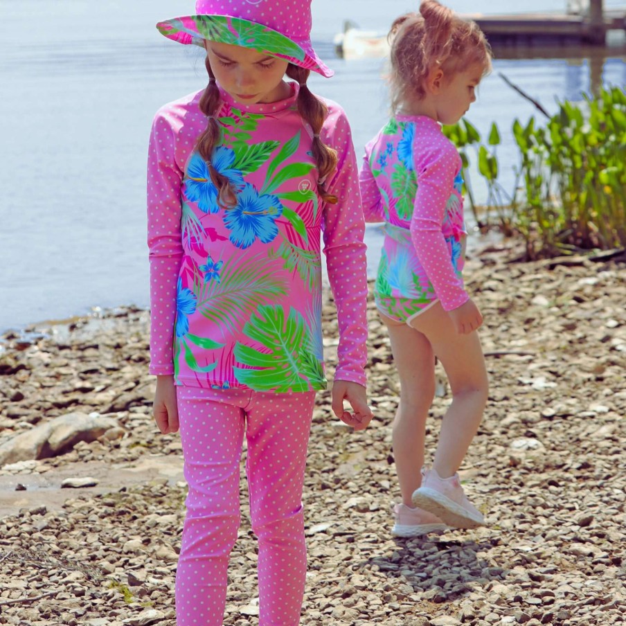 Kids * | Berry Jane Girls (2T-7) Upf 50 Swim Leggings, Beach Bliss Pink Dot