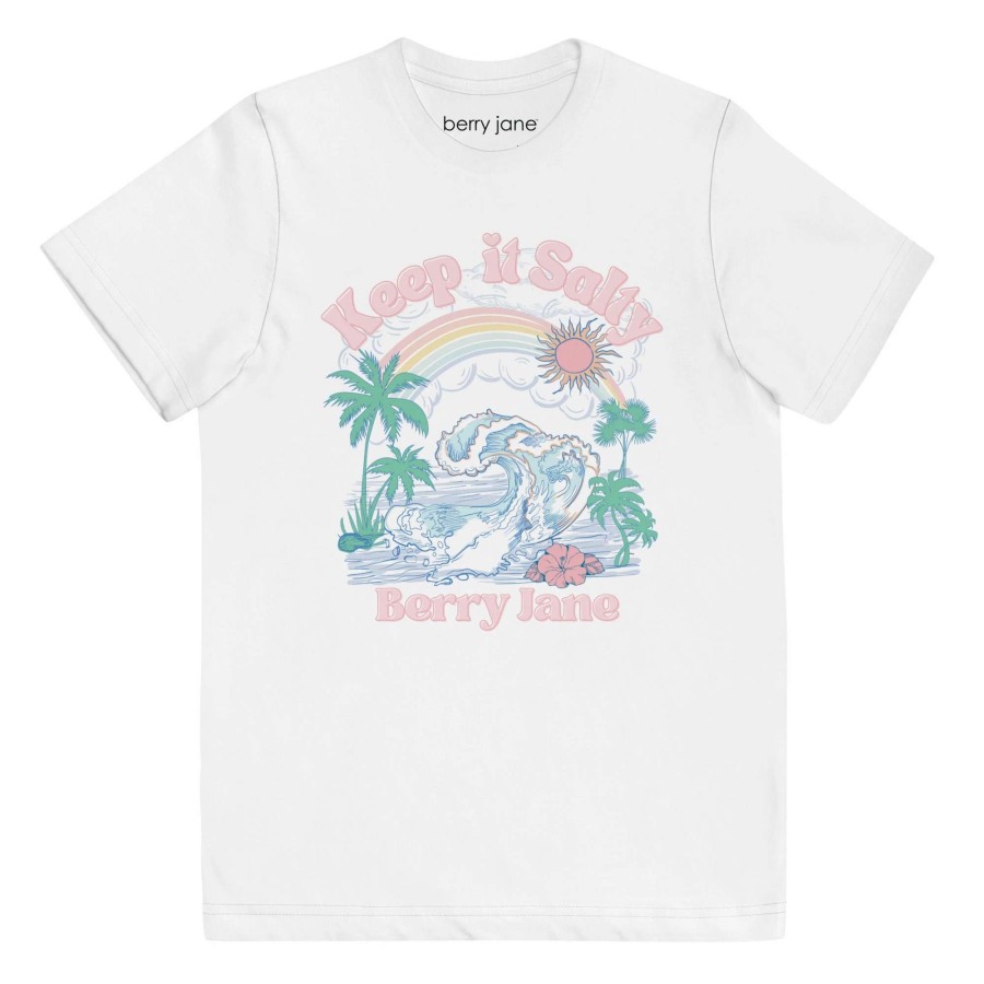 Kids * | Berry Jane Keep It Salty Girls Tween Beach T-Shirt, 100% Cotton