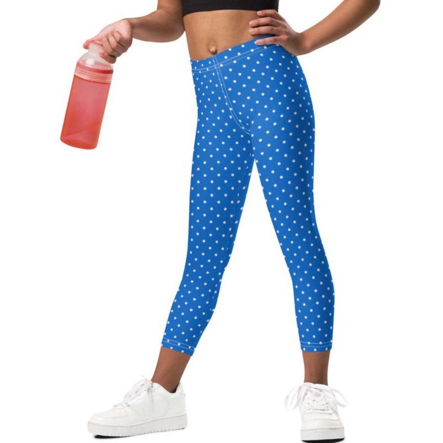 Kids * | Berry Jane Girls (2T-7) Upf 50 Swim Leggings, Electric Blue Paradise Dot