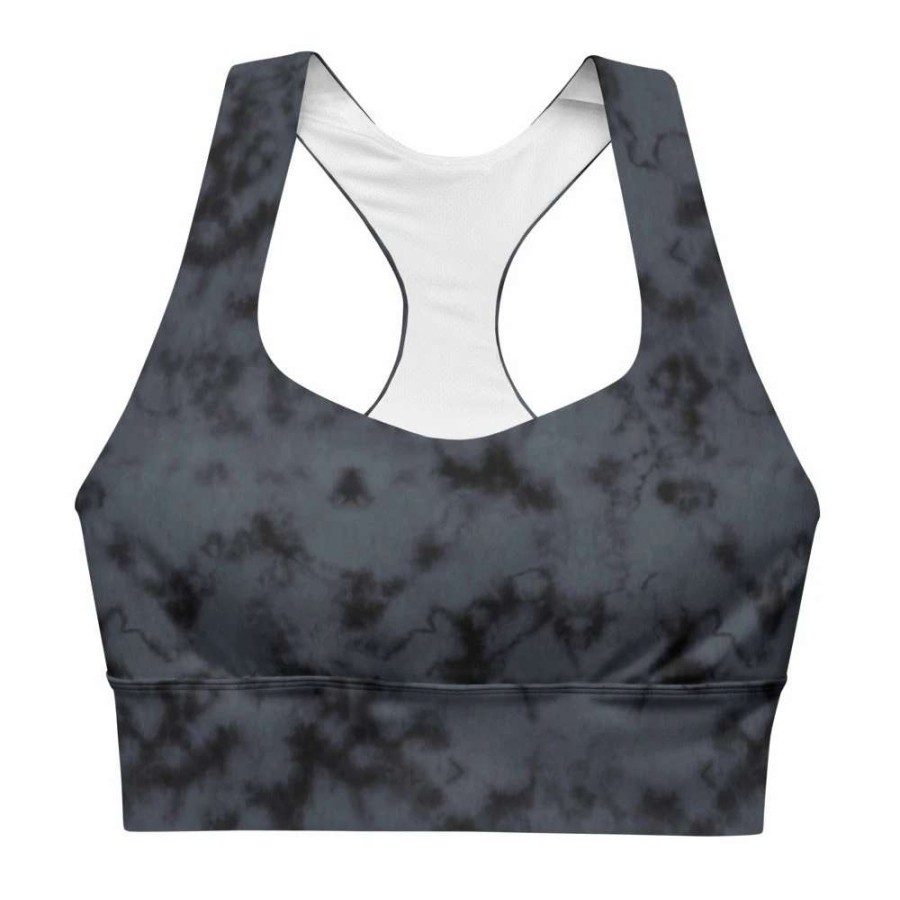 Tops * | Berry Jane Grey Marble Dye Upf 50+ Compression Sports Bra Xs-3Xl