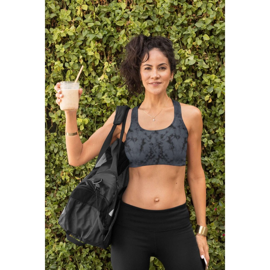 Tops * | Berry Jane Grey Marble Dye Upf 50+ Compression Sports Bra Xs-3Xl