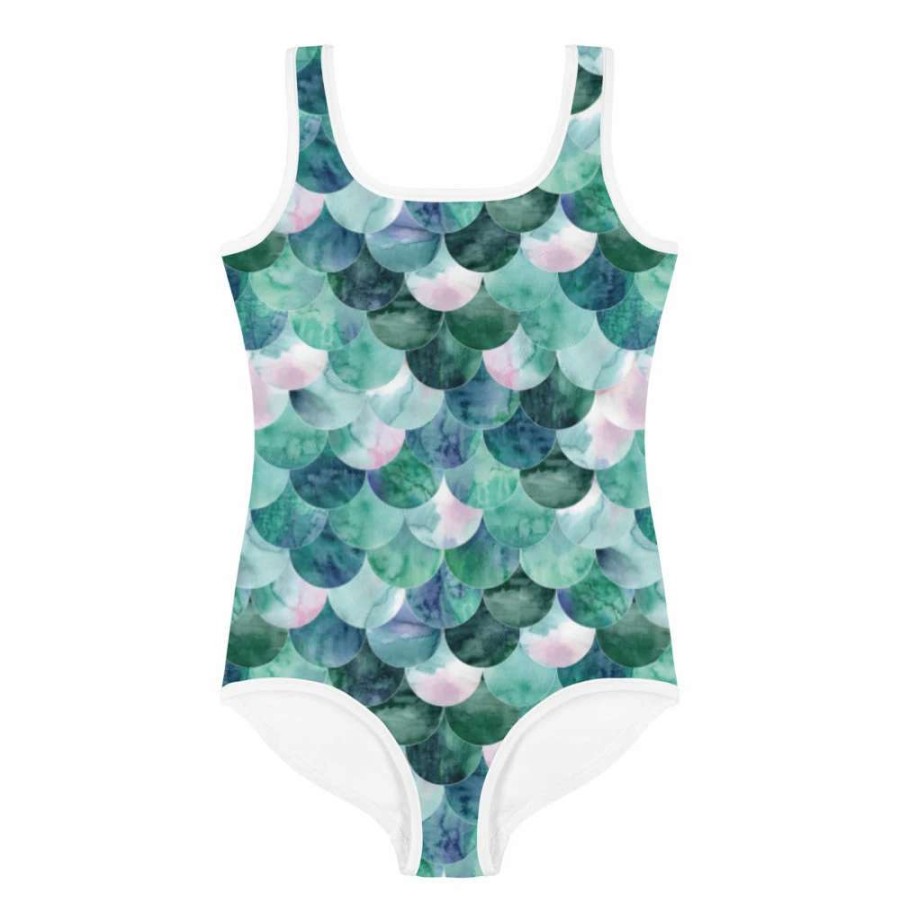 Kids * | Berry Jane Toddler Girls (2T-7) Jade Green Mermaid Scales 1-Pc Swimsuit