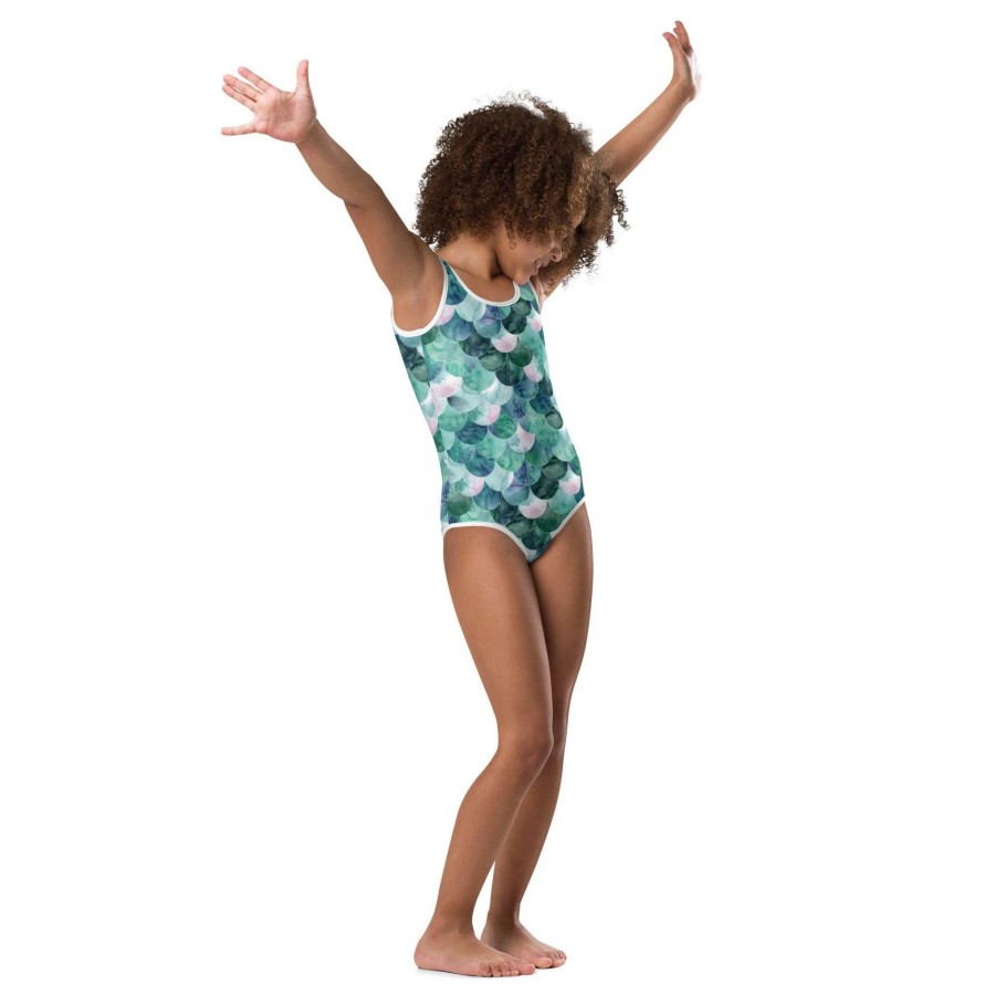 Kids * | Berry Jane Toddler Girls (2T-7) Jade Green Mermaid Scales 1-Pc Swimsuit